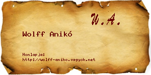 Wolff Anikó névjegykártya